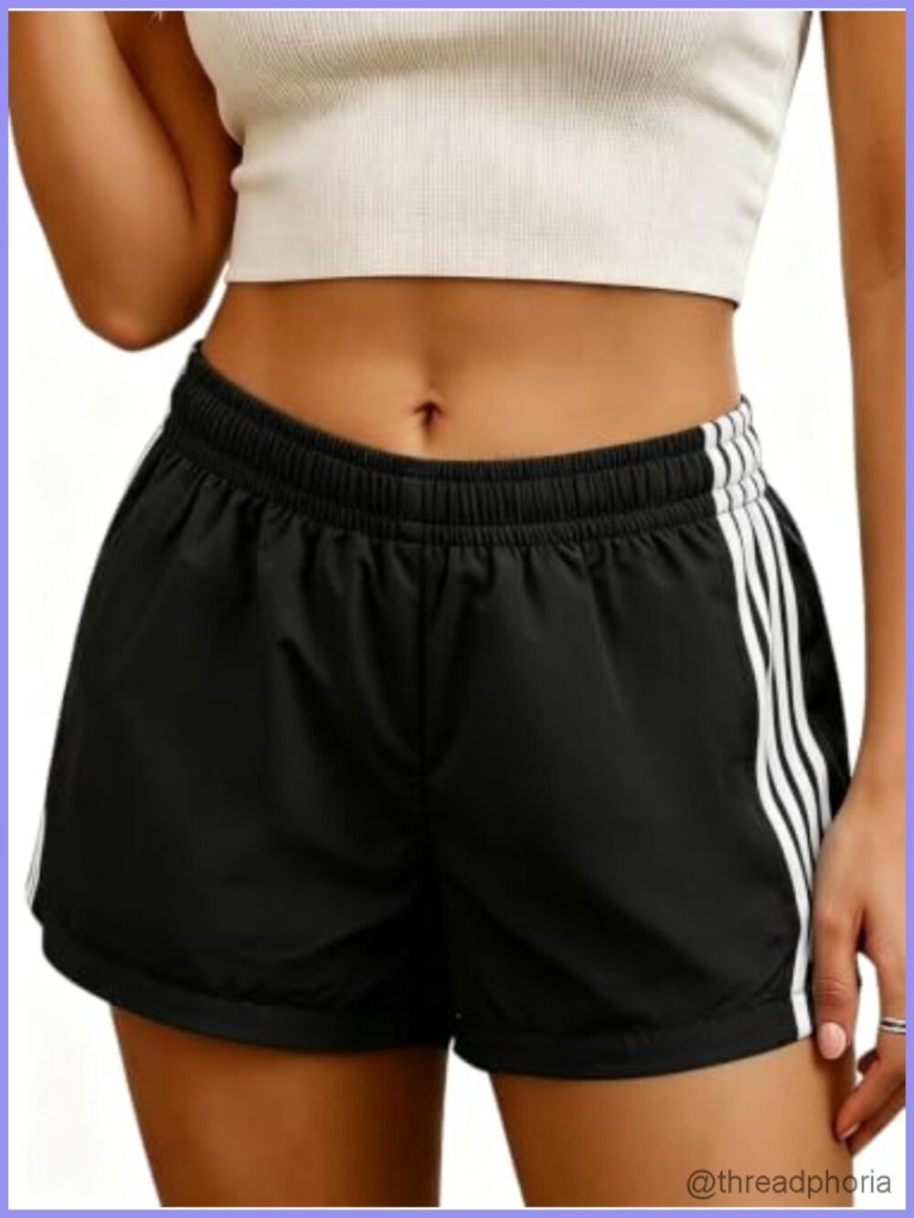 Striped Track Shorts Low Rise Active Athletic Summer Wide Leg